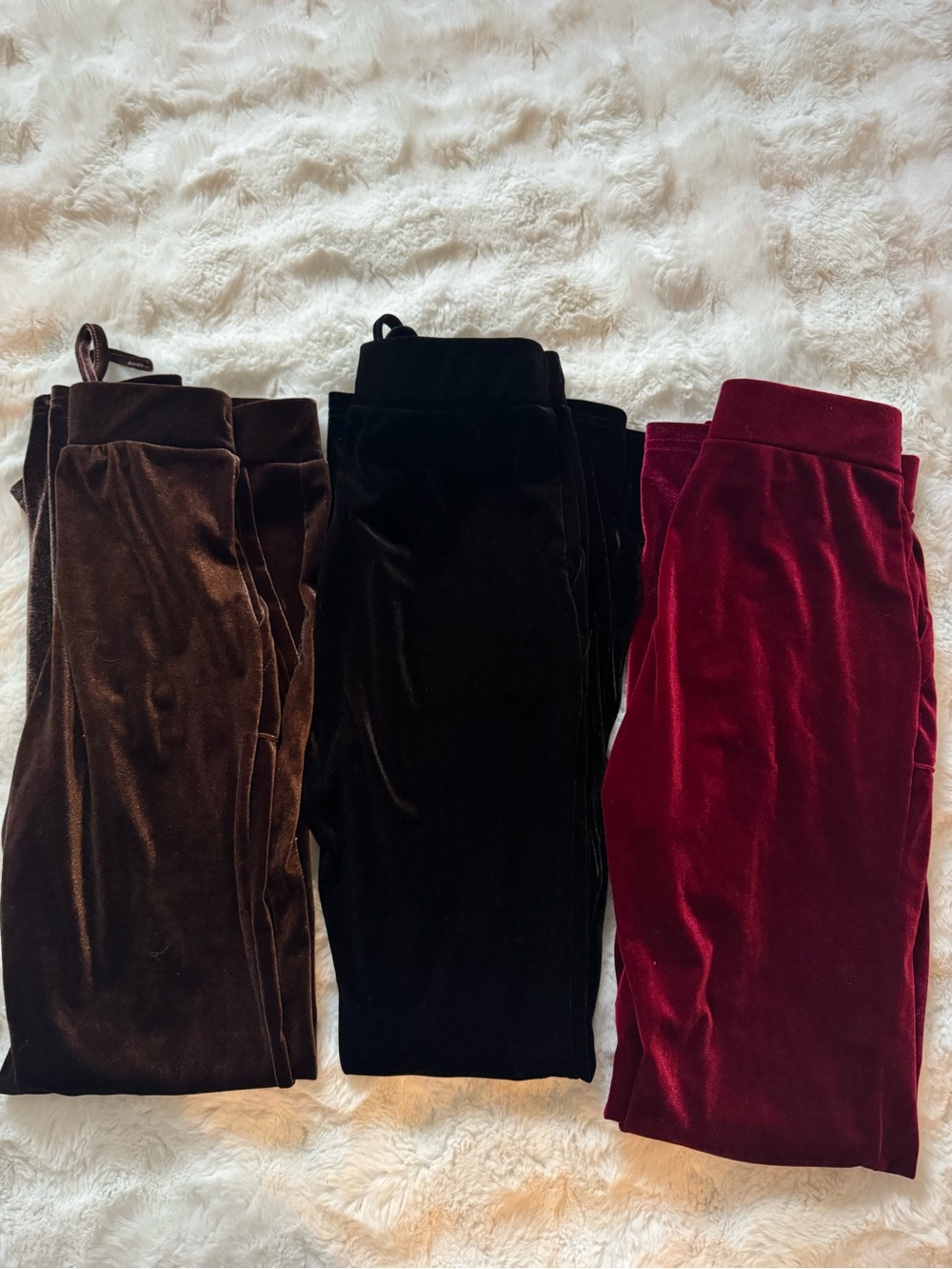 Velvet Drawstring Wide Leg Pants - Dark Brown, Red and Black ❤️🖤🤎